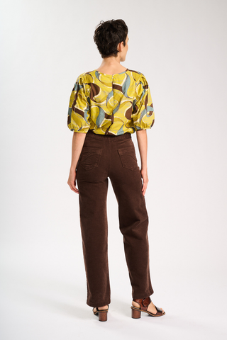 Peggy Sue Long Pants Chocolate in Velvet Corduroy