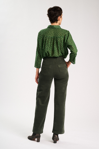 Peggy Sue Long Pants Forest in Velvet Corduroy
