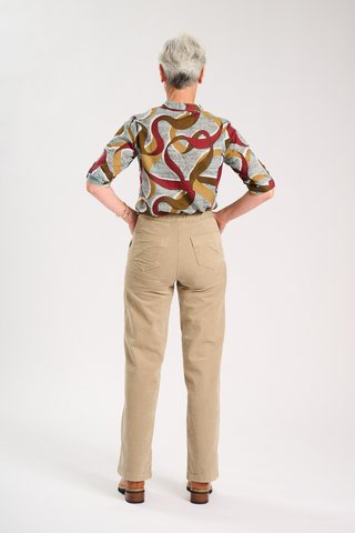 Peggy Sue Long Pants Oat in Velvet Corduroy
