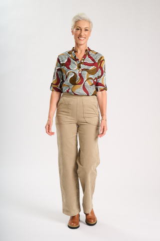 Peggy Sue Long Pants Oat in Velvet Corduroy