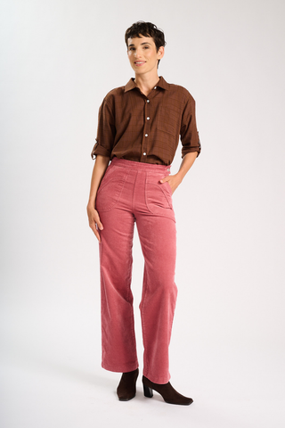 Peggy Sue Long Pants Pink in Velvet Corduroy