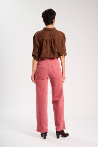 Peggy Sue Long Pants Pink in Velvet Corduroy
