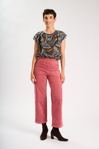 Peggy Sue Pants Pink in Velvet Corduroy
