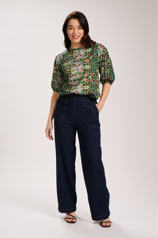 Peggy Long Wide Leg Jeans Indigo Wash in Denim