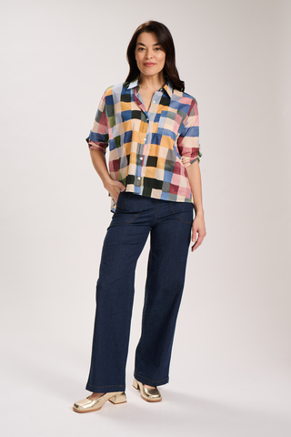 Peggy Ligera Pants Long Dark Wash in Summer Denim