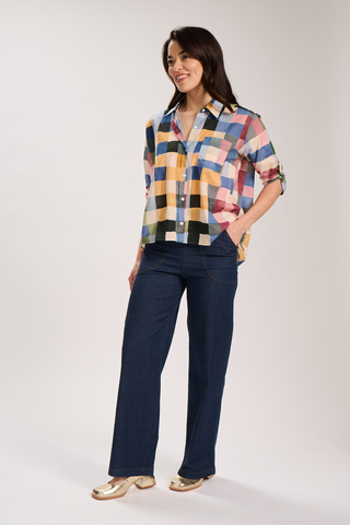 Peggy Ligera Pants Long Dark Wash in Summer Denim