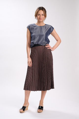 Poppy Pleated Skirt Chocolate