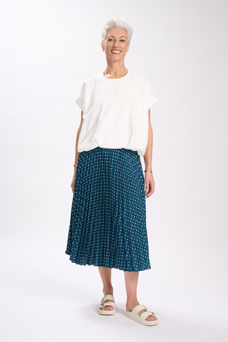 Poppy Pleated Skirt Teal in Polyester