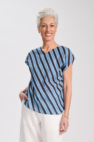 Porto Two-Way Tee Blue in Seersucker