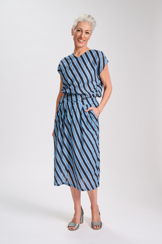Porto Audrey Skirt Blue in Seersucker