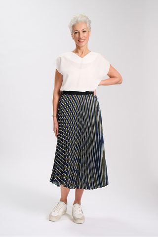 Porto Pleated Skirt Khaki