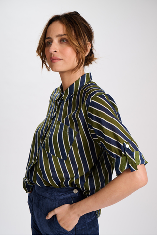 Porto Shirt Khaki in Cotton Voile