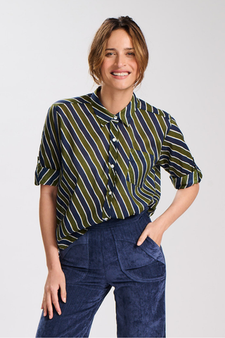 Porto Shirt Khaki in Cotton Voile