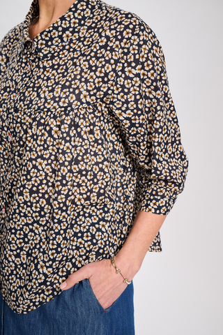 Positano Harper Blouse Black in Cotton Voile