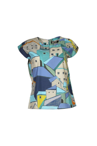 Pueblito Tee Blue in Cotton