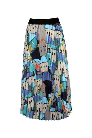 Pueblito Pleated Skirt Blue