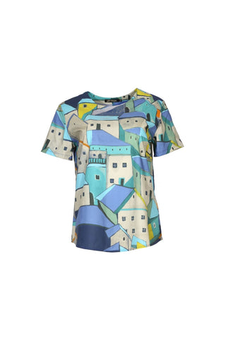 Pueblito Top Blue in Cotton