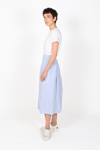 Raya Stripe Skirt Light Blue in Cotton