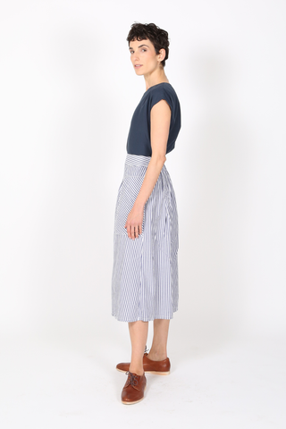 Raya Stripe Skirt Navy Blue in Cotton