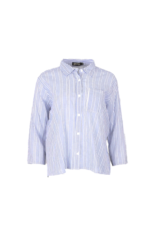 Riviera Stripe Cotton Shirt Blue