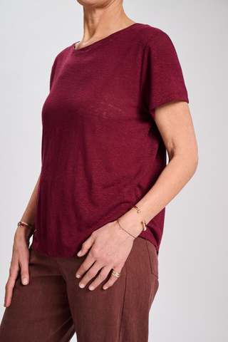 Ruby T-Shirt Claret in Linen