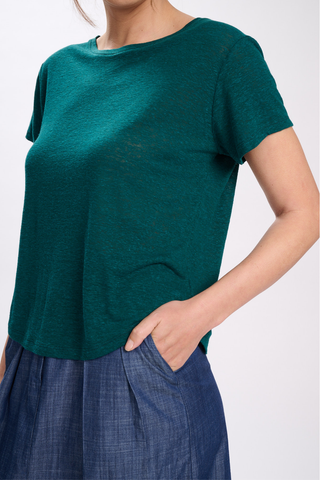 Ruby T-Shirt Teal in Linen