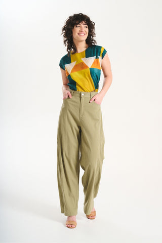 Santana Lino Pants Khaki in Linen