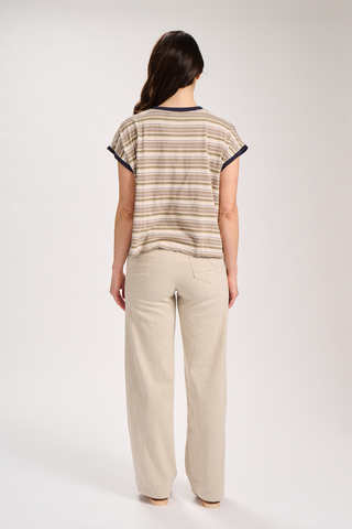 Peggy Lino Long Wide Leg Pants Oat in Linen