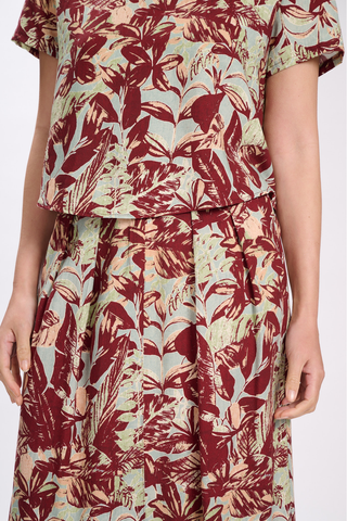Seville Audrey Skirt Mulberry in Rayon & Linen