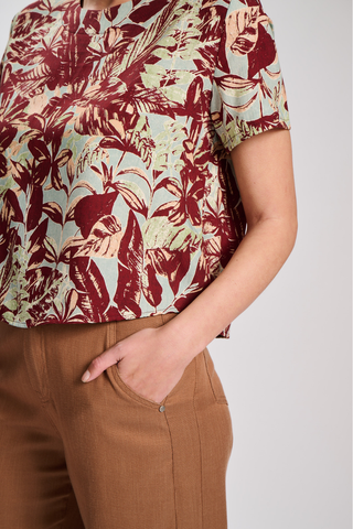 Seville Short Top Mulberry in Rayon & Linen