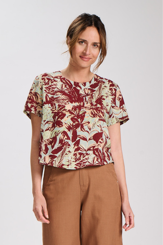 Seville Short Top Mulberry in Rayon & Linen