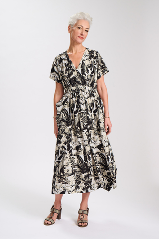 Seville Tie Dress Grey in Rayon & Linen