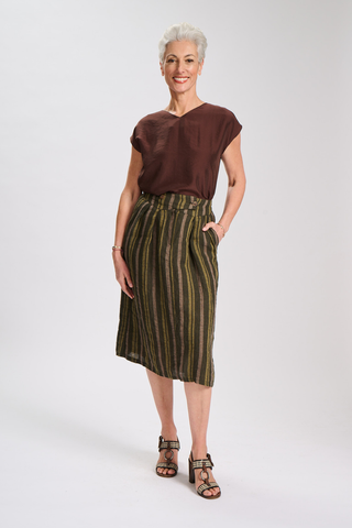 Sia Audrey Skirt Green in Linen