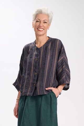 Margot Sia Jacket Charcoal in Linen
