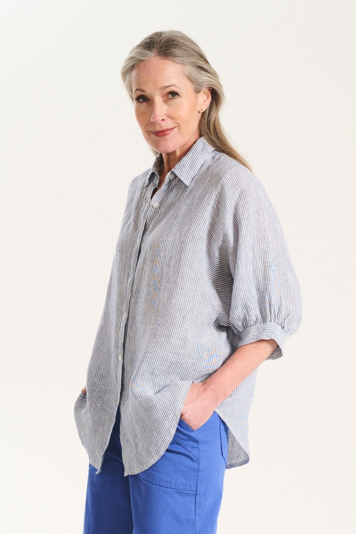 Sienna Shirt Blue in Linen