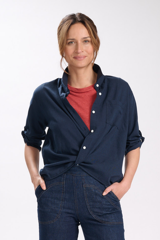 Sintra Shirt Navy in Cotton & Linen
