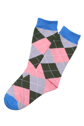 Harlequin Argyle Slate Pink Socks