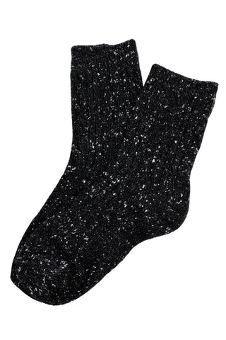 Speckled Rib Wool Socks Black