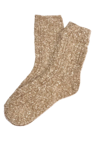 Speckled Ribbed Wool Socks Cafe