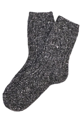 Speckled Ribbed Wool Socks Charcoal