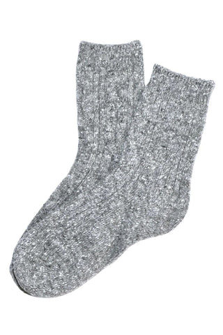 Speckled Ribbed Wool Socks Light Grey
