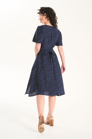 Stockholm Spot Dress Navy in Rayon