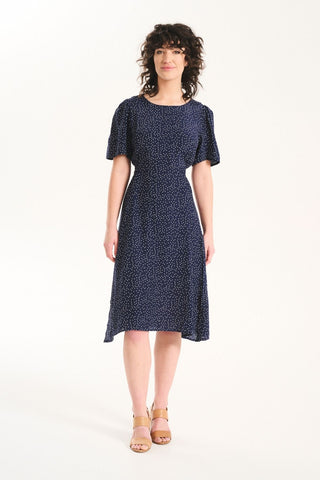Stockholm Spot Dress Navy in Rayon