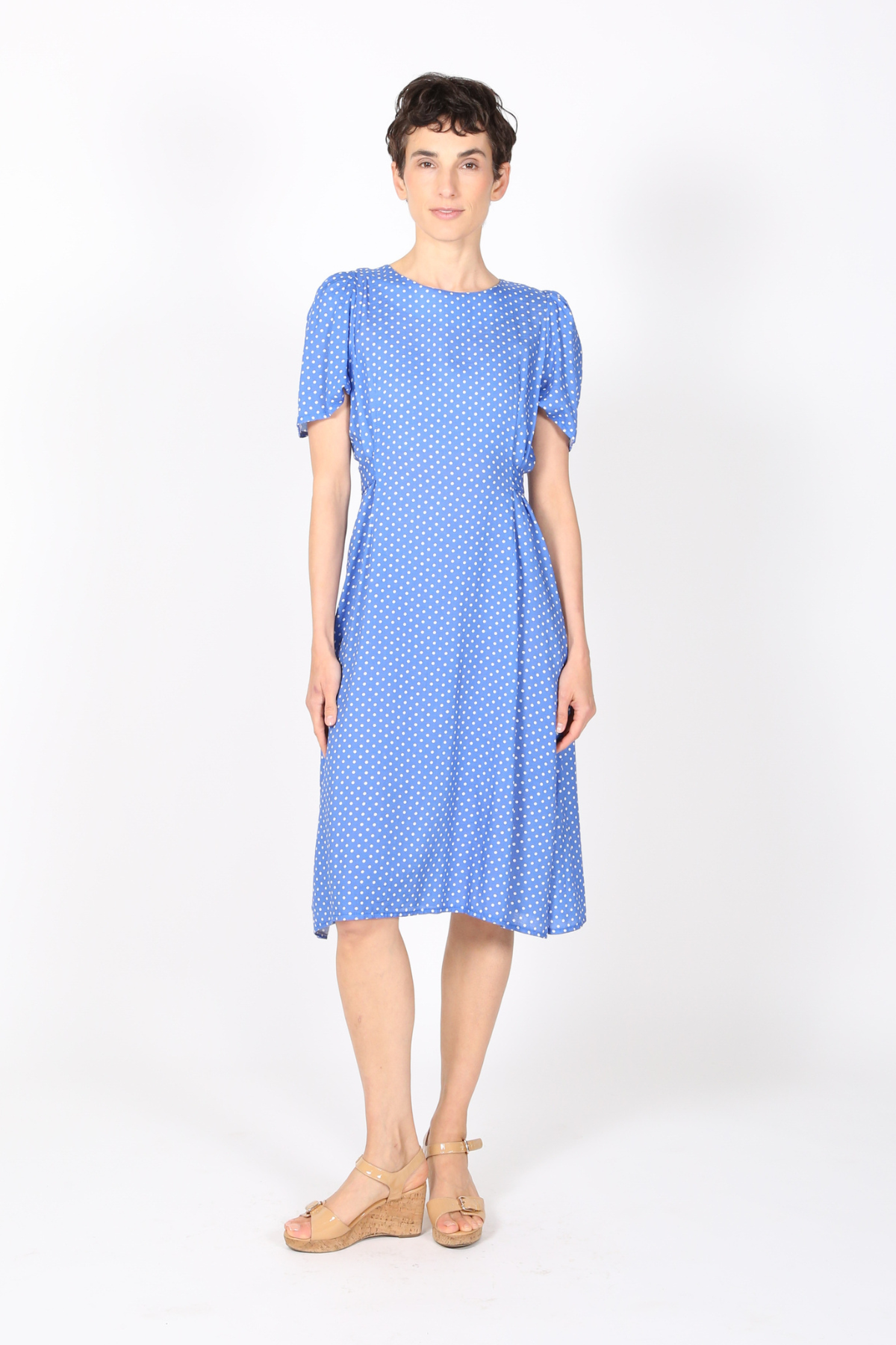 Stockholm Spot Dress Blue in Cotton Rayon