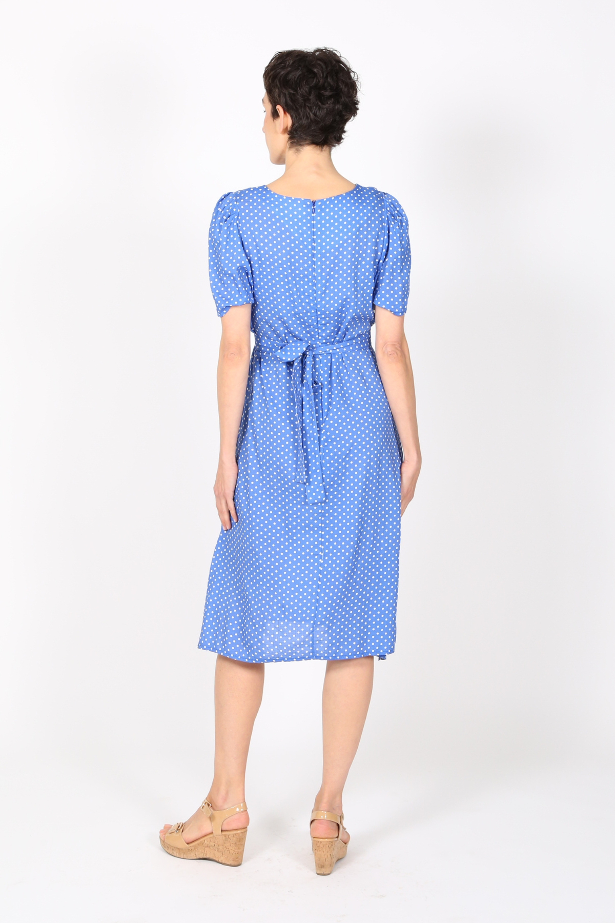 Stockholm Spot Dress Blue in Cotton Rayon