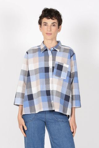 Sunday Check Cotton Shirt Denim Blues