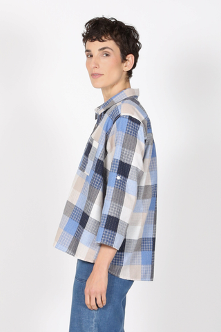 Sunday Check Cotton Shirt Denim Blues
