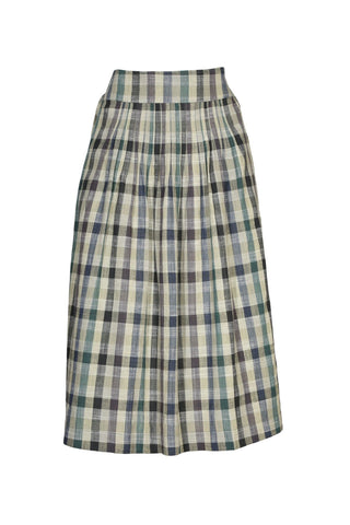 Tangier Plaid Skirt Green in Linen/Cotton