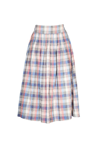 Tangier Plaid Skirt Pink in Linen/Cotton