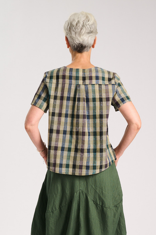 Tangier Green Top in Linen/Cotton